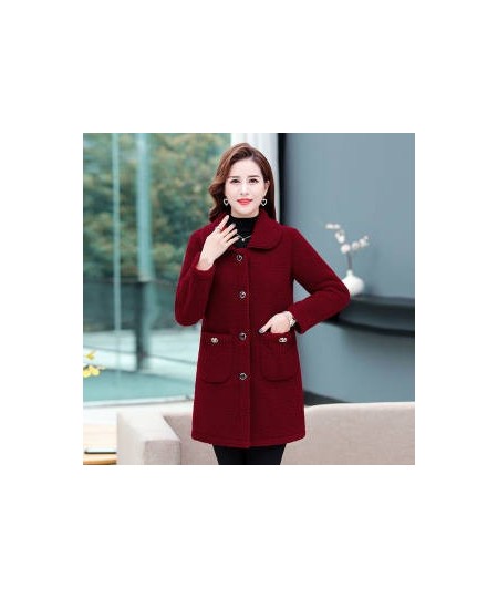 Middle-aged Mothers Faux lamb Wool Coat Autumn Winter Loose Long-sleeve Outerwear Solid Female Jacket Casual Tops $67.31 - Ja...