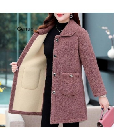 Middle-aged Mothers Faux lamb Wool Coat Autumn Winter Loose Long-sleeve Outerwear Solid Female Jacket Casual Tops $67.31 - Ja...