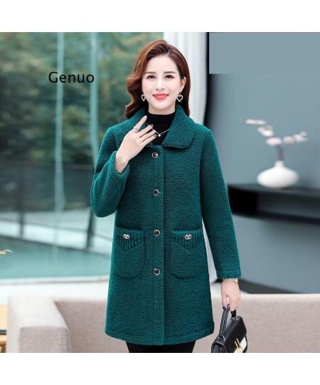 Middle-aged Mothers Faux lamb Wool Coat Autumn Winter Loose Long-sleeve Outerwear Solid Female Jacket Casual Tops $67.31 - Ja...