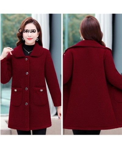 Middle-aged Mothers Faux lamb Wool Coat Autumn Winter Loose Long-sleeve Outerwear Solid Female Jacket Casual Tops $67.31 - Ja...