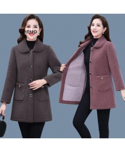 Middle-aged Mothers Faux lamb Wool Coat Autumn Winter Loose Long-sleeve Outerwear Solid Female Jacket Casual Tops $67.31 - Ja...