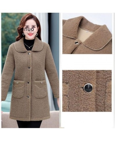 Middle-aged Mothers Faux lamb Wool Coat Autumn Winter Loose Long-sleeve Outerwear Solid Female Jacket Casual Tops $67.31 - Ja...