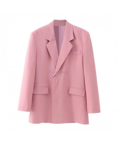 2023 Spring Women Pink Oversized Blazer Suit Jacket Coat + Asymmetric Short Skirt Fashion Y2k Clothes Streetwear Outwear $61....