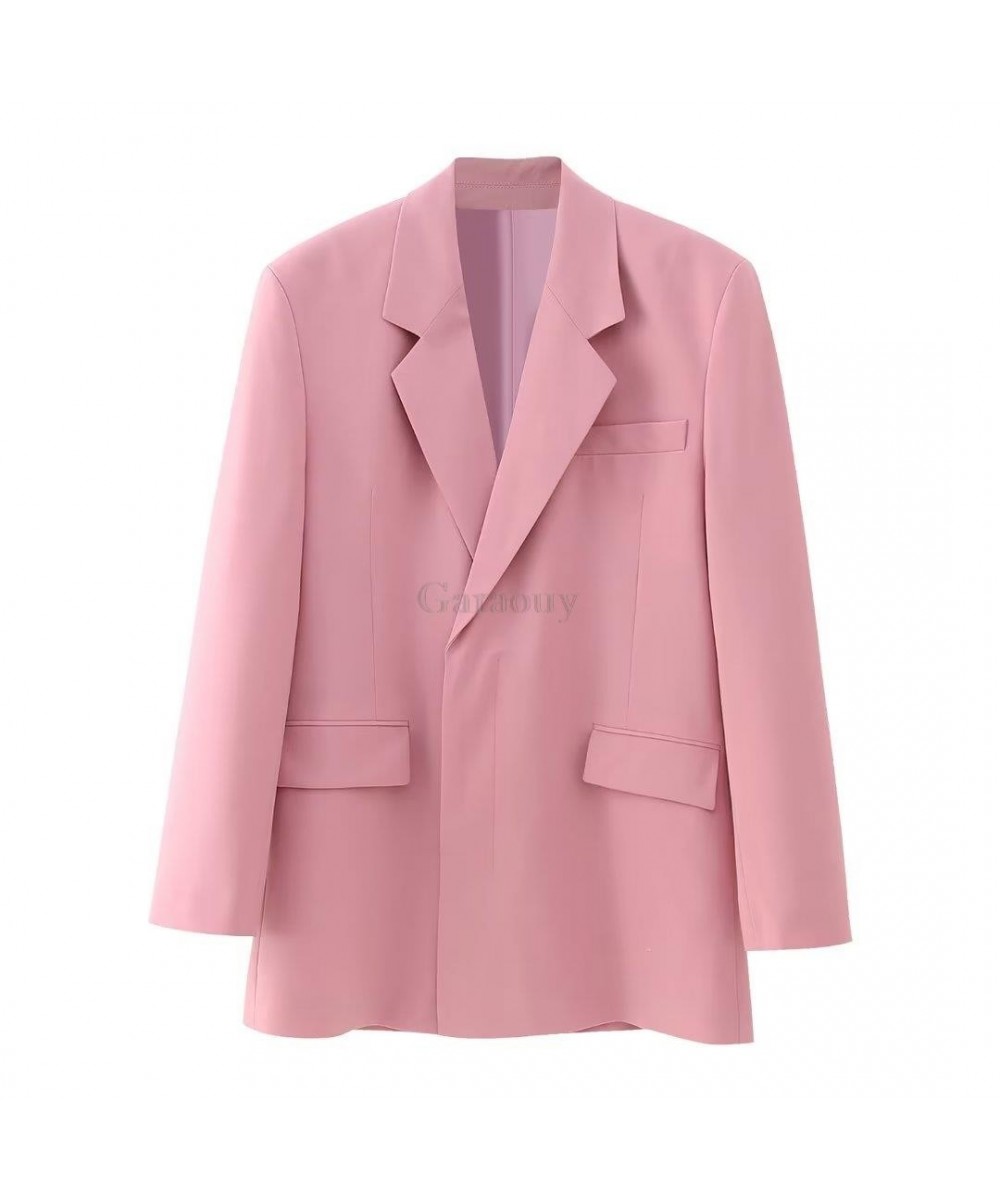 2023 Spring Women Pink Oversized Blazer Suit Jacket Coat + Asymmetric Short Skirt Fashion Y2k Clothes Streetwear Outwear $61....