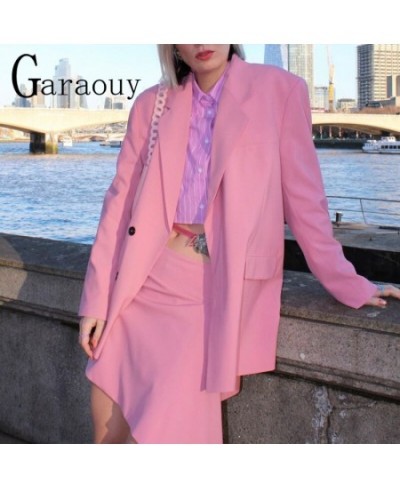 2023 Spring Women Pink Oversized Blazer Suit Jacket Coat + Asymmetric Short Skirt Fashion Y2k Clothes Streetwear Outwear $61....