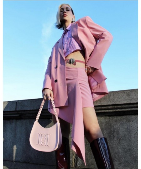 2023 Spring Women Pink Oversized Blazer Suit Jacket Coat + Asymmetric Short Skirt Fashion Y2k Clothes Streetwear Outwear $61....