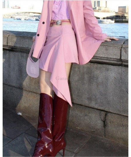 2023 Spring Women Pink Oversized Blazer Suit Jacket Coat + Asymmetric Short Skirt Fashion Y2k Clothes Streetwear Outwear $61....