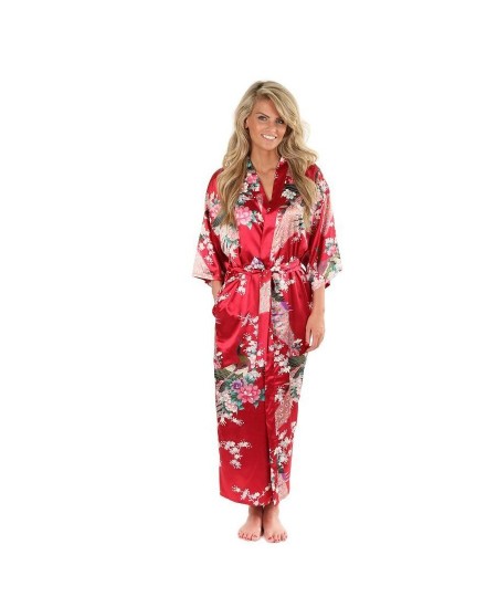 Wine Red Female Silk Rayon Robes Gown Kimono Yukata Chinese Women Sexy Lingerie Sleepwear Daily Novelty Clothing $33.77 - Sle...