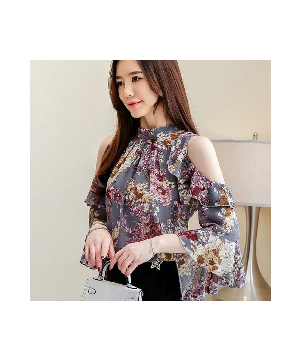 Vintage Printed Butterfly Sleeve Oversized Off Shoulder Chiffon Blouse Summer Casual Tops Elegant Women's Clothing Commute $3...