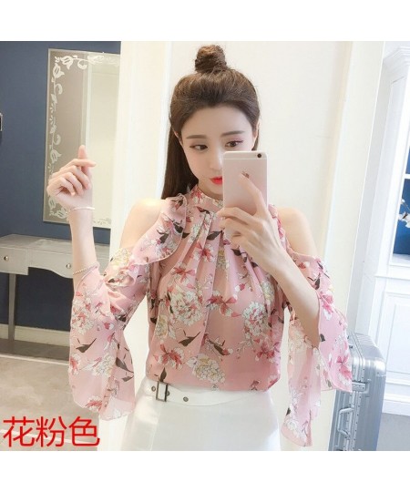 Vintage Printed Butterfly Sleeve Oversized Off Shoulder Chiffon Blouse Summer Casual Tops Elegant Women's Clothing Commute $3...