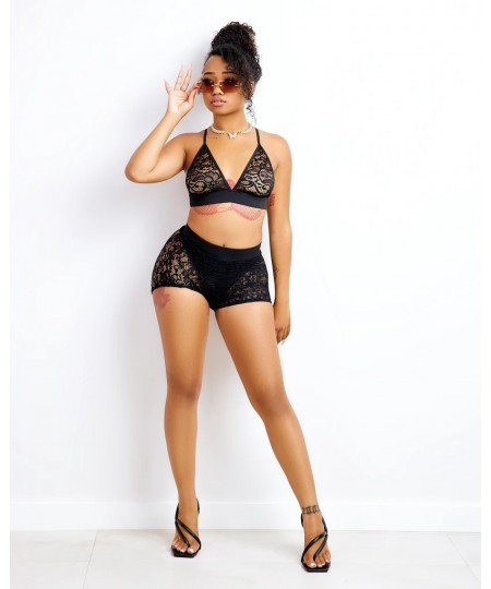 Women Sexy LaceTwo-piece Lingerie Set See-through Underwear and High Waist Panties Black/ Red/ White $21.22 - Suits & Sets