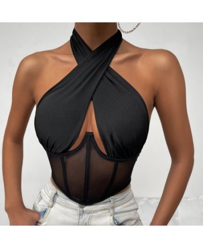 Summer Criss Cross Halter Tank Tops Women Sleeveless Cutout Sexy Crop Tops Club Vintage Corset Tops Female Streetwear y2k top...