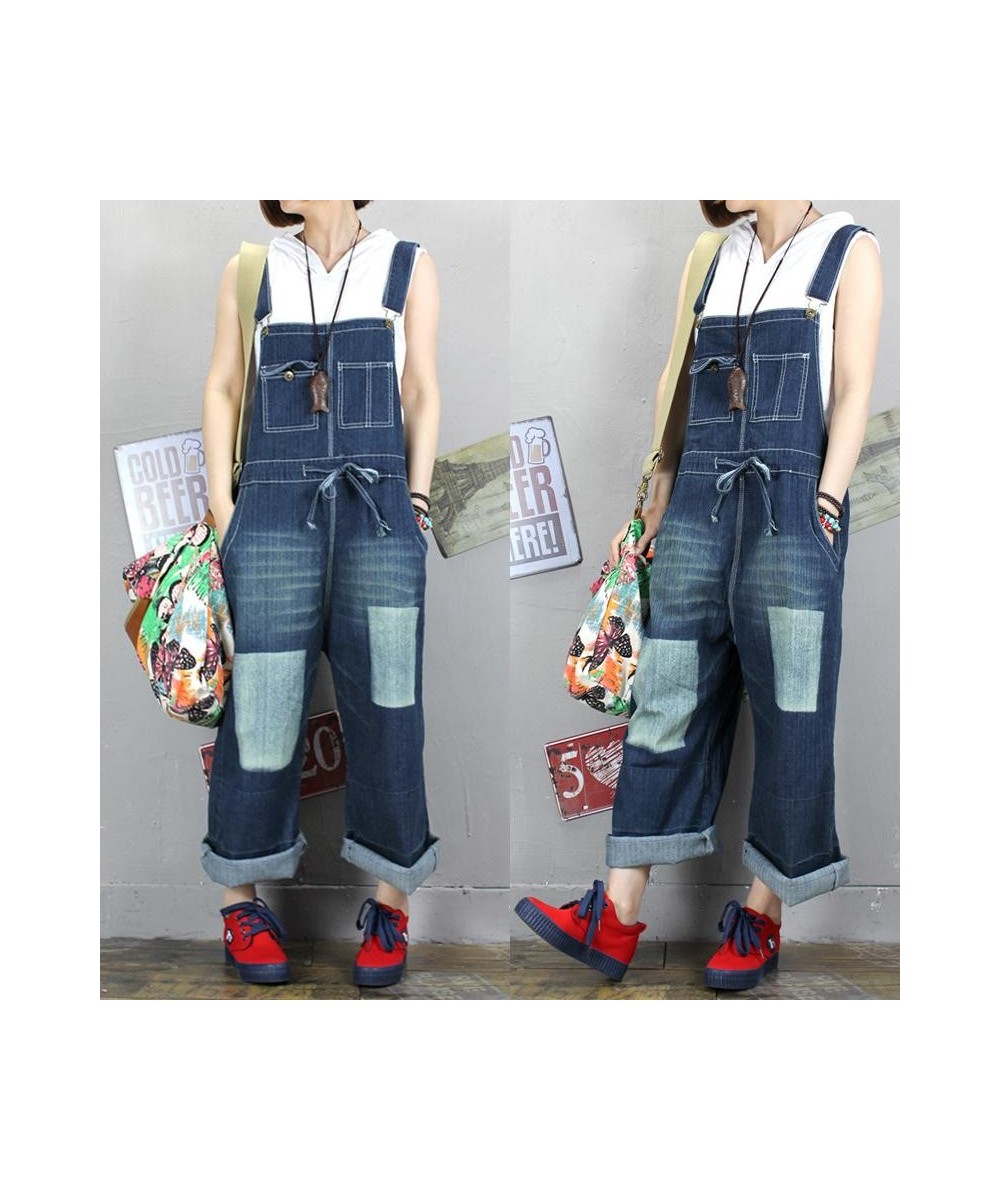 2023 New Fashion Overalls Sleeveless Denim Loose Jumpsuits And Rompers With Pockets Wide Leg Women Trousers $87.25 - Jumpsuits