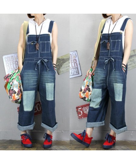 2023 New Fashion Overalls Sleeveless Denim Loose Jumpsuits And Rompers With Pockets Wide Leg Women Trousers $87.25 - Jumpsuits