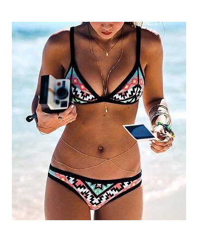 Womens Print Floral Bandage Bikini Set Bandeau Triangle Push-Up Padded Swimsuit Beachwear Swimwear $23.07 - Swimsuit