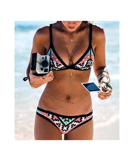 Womens Print Floral Bandage Bikini Set Bandeau Triangle Push-Up Padded Swimsuit Beachwear Swimwear $23.07 - Swimsuit