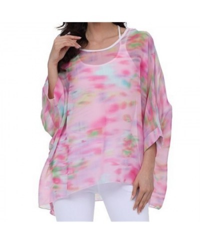 Vintage Floral Print Chiffon Blouse Shirt 2023 Casual Batwing Sleeve Loose Shirts Summer Boho Style Sunscreen Tops $27.53 - B...