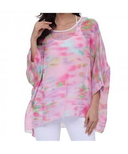 Vintage Floral Print Chiffon Blouse Shirt 2023 Casual Batwing Sleeve Loose Shirts Summer Boho Style Sunscreen Tops $27.53 - B...