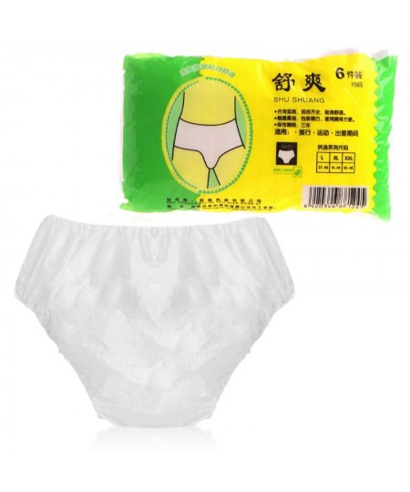 6Pcs/Set Travel Portable Disposable Non Woven Paper Briefs Panties Underwear White Regular Emergency Underpants for Women Men...