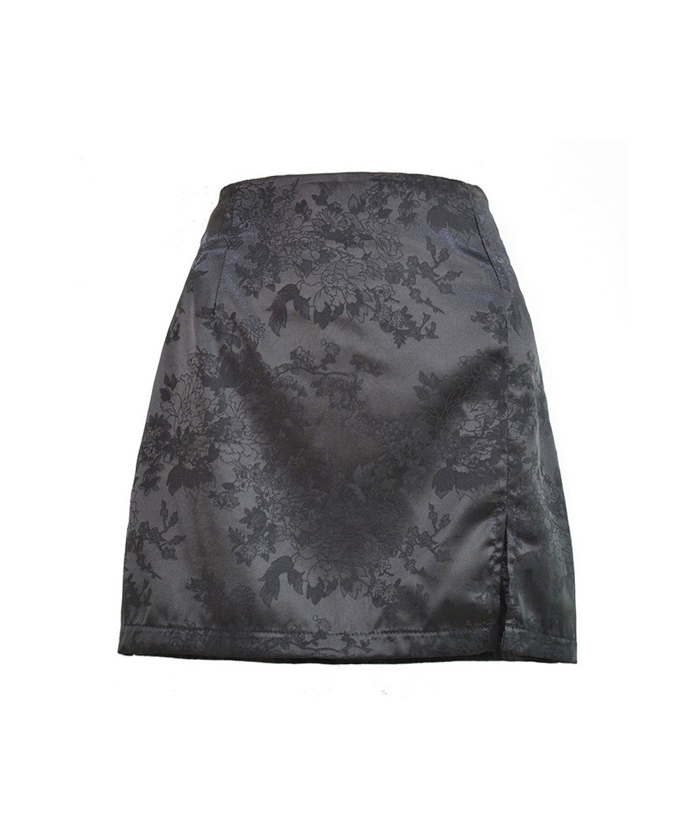 Women Summer Elegant Jacquard Satin Short Skirt Sexy High Waist Split Mini Skirt Vintage Zipper Skirt High Street $18.64 - Sk...