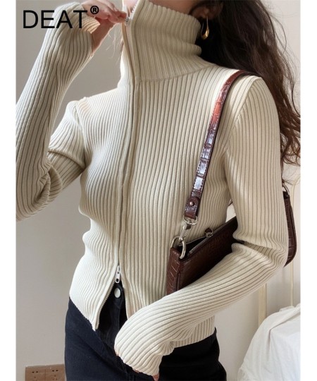 2023 new Spring and winter turn-down collar zippers striped knitting cardigan female sweater tide WY95404 $52.66 - Sweaters