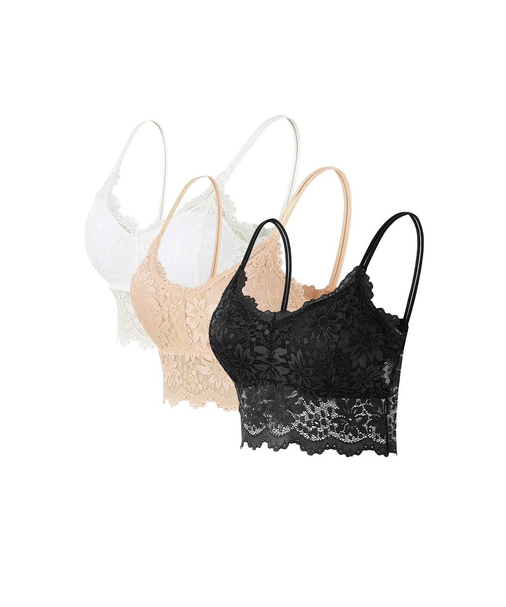 3pcs Set Lace Bra Seamless Beauty Back Bralette Women Sexy Wrapped Chest Camisole Tube Top Bottoming Underwear Vest Lingerie ...