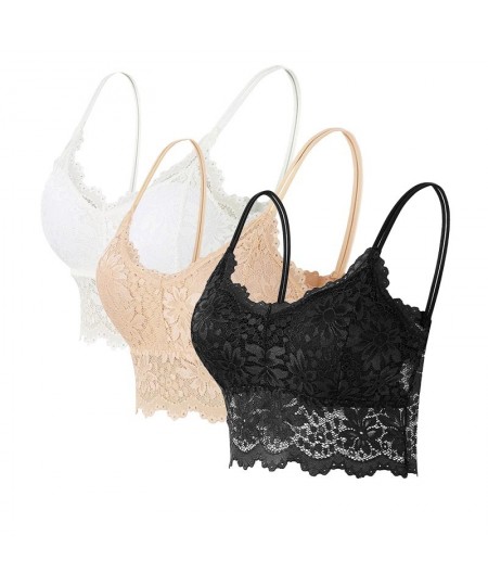 3pcs Set Lace Bra Seamless Beauty Back Bralette Women Sexy Wrapped Chest Camisole Tube Top Bottoming Underwear Vest Lingerie ...