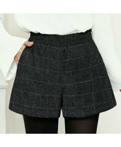 Shorts Women Elastic Waist Plaid Pockets Winter Thicker Fashion Retro Harajuku Elegant Style Loose Chic Ins Cozy $31.52 - Bot...