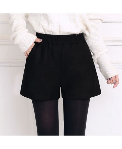 Shorts Women Elastic Waist Plaid Pockets Winter Thicker Fashion Retro Harajuku Elegant Style Loose Chic Ins Cozy $31.52 - Bot...