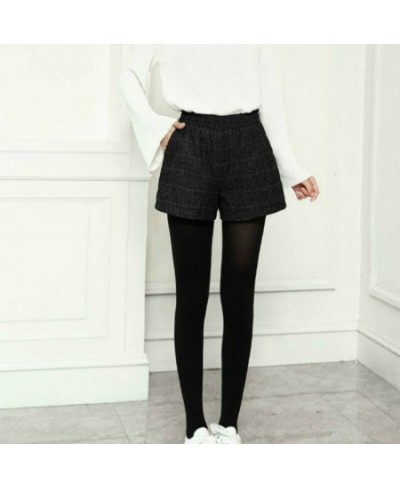 Shorts Women Elastic Waist Plaid Pockets Winter Thicker Fashion Retro Harajuku Elegant Style Loose Chic Ins Cozy $31.52 - Bot...