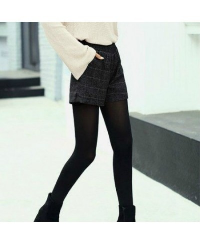 Shorts Women Elastic Waist Plaid Pockets Winter Thicker Fashion Retro Harajuku Elegant Style Loose Chic Ins Cozy $31.52 - Bot...