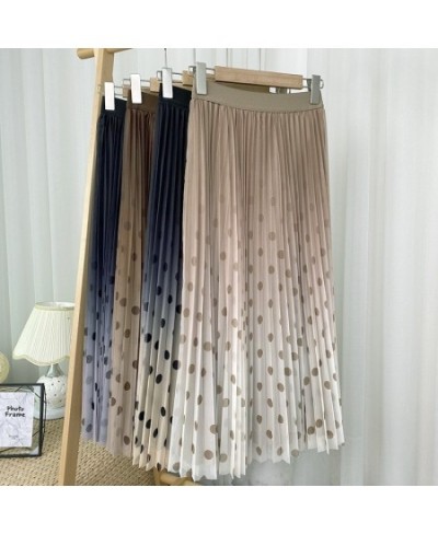 Fashion Gradient Color Polka Dots Pleated Skirt VD2835 High Waist Blue Black Women Tulle Mesh Long Skirt $37.87 - Skirts