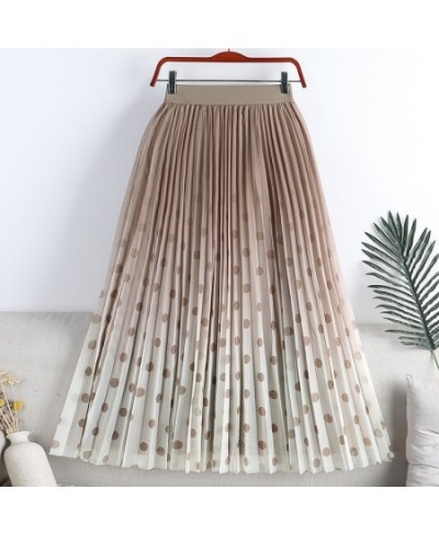 Fashion Gradient Color Polka Dots Pleated Skirt VD2835 High Waist Blue Black Women Tulle Mesh Long Skirt $37.87 - Skirts