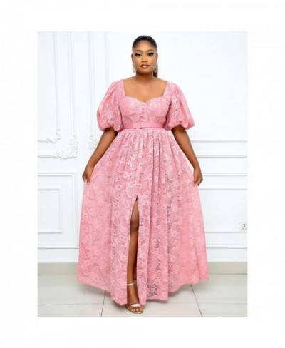 Party Dresses New High-waisted Temperament Lady Pink Dress Fashion Princess Dress Solid Elegant Plus Size Woman Dress NO BELT...