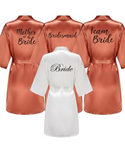 Satin Silk Robes Plus Size Wedding Bathrobe Bride Bridesmaid Mother Maid of Honor Gown Women Clothing Sleepwear Caramel $19.7...