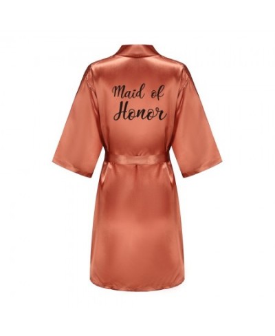 Satin Silk Robes Plus Size Wedding Bathrobe Bride Bridesmaid Mother Maid of Honor Gown Women Clothing Sleepwear Caramel $19.7...