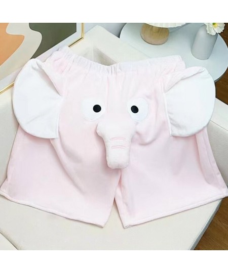 Unisex Loungewear Plush Shorts Funny Cartoon 3D Elephant Animal Comfortable Plush Lounge Sleep Short Pant Birthday Gift $34.3...