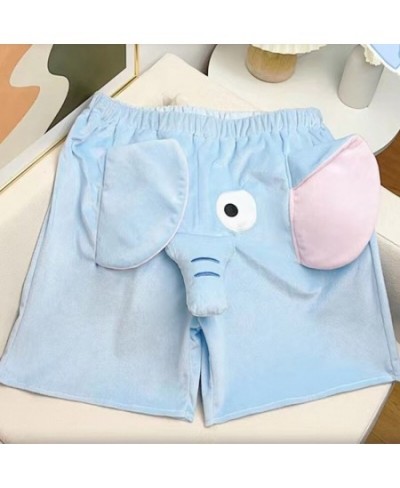 Unisex Loungewear Plush Shorts Funny Cartoon 3D Elephant Animal Comfortable Plush Lounge Sleep Short Pant Birthday Gift $34.3...