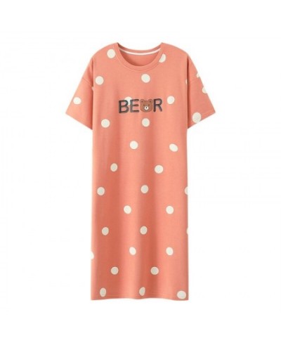 Women Nightgown Summer M-5XL Knitted Cotton Girls Nightdress Cute Cartoon Short Sleeve Female Sleep dress $21.94 - Sleepwears