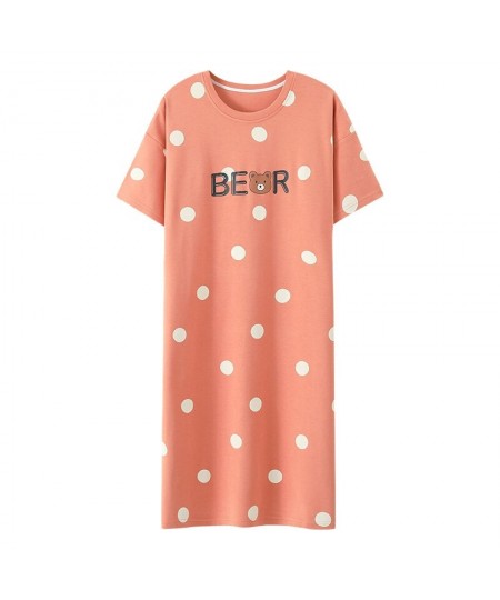 Women Nightgown Summer M-5XL Knitted Cotton Girls Nightdress Cute Cartoon Short Sleeve Female Sleep dress $21.94 - Sleepwears