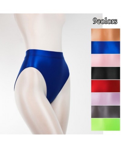 New Sexy Women Panties High Waist Shiny Satin Glossy Opaque Yoga Briefs Thong Lingerie Silky Bikini Tights Underpants Underwe...