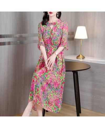 Women's Clothing High Quality Printed Silk Dresses Summer 2023 New Large Size Loose Casual Party Elegant Vestidos $48.20 - Dr...