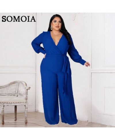 Plus Size Women's Clothing L-4XL Elegant Maxi Women Jumpsuits Solid Color Casual Outfits Sexy V-neck Long Sleeve Fall Clothes...