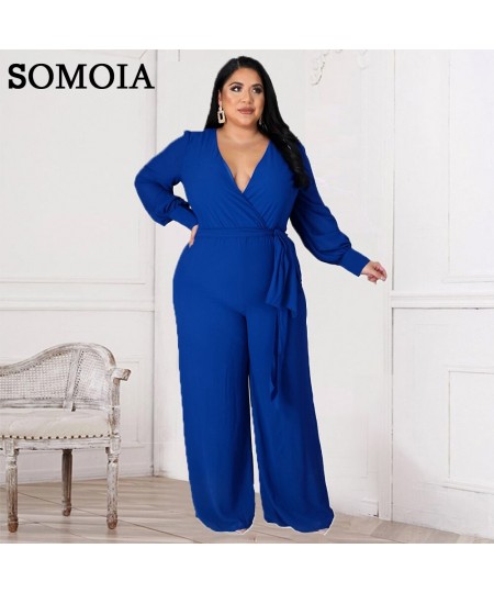 Plus Size Women's Clothing L-4XL Elegant Maxi Women Jumpsuits Solid Color Casual Outfits Sexy V-neck Long Sleeve Fall Clothes...