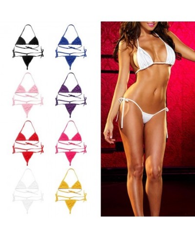 Women Lingerie Set Sexy Crop Top Bra & Panty Set Solid Color Halter Push Up Bra Underwear G-String Transparent Bra Set $9.95 ...