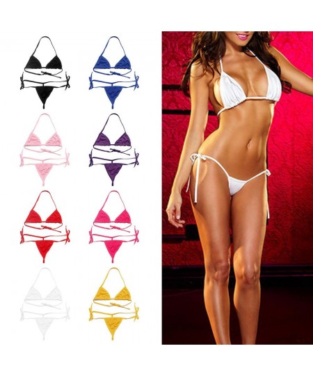 Women Lingerie Set Sexy Crop Top Bra & Panty Set Solid Color Halter Push Up Bra Underwear G-String Transparent Bra Set $9.95 ...