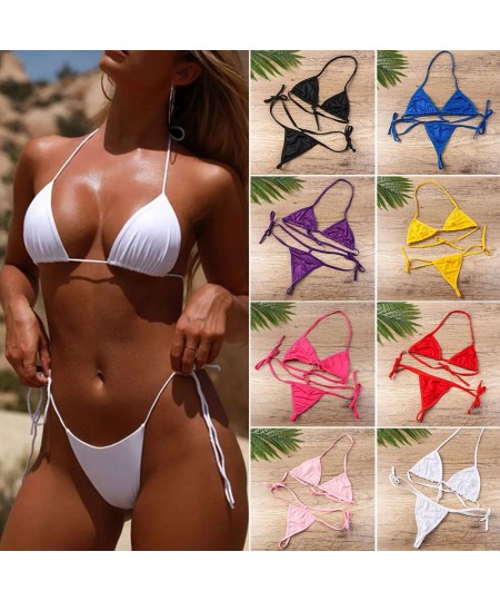 Women Lingerie Set Sexy Crop Top Bra & Panty Set Solid Color Halter Push Up Bra Underwear G-String Transparent Bra Set $9.95 ...