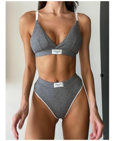 Fashion Letter Patched Skinny Underwear Set Two Piece Women Suits Sexy Crop Top Bra and Panties Matching Sets Clothes $28.49 ...