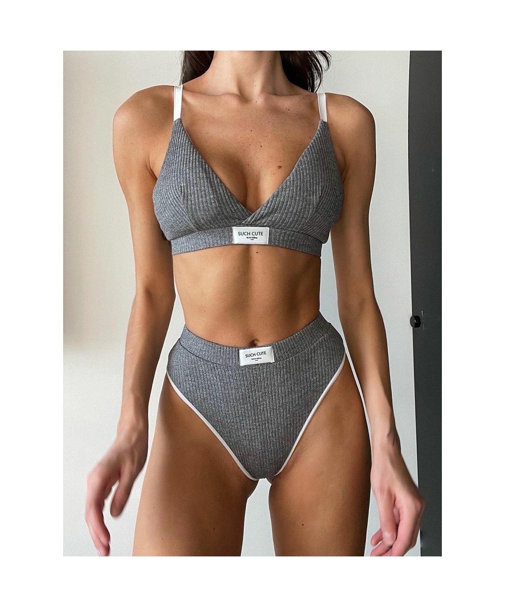 Fashion Letter Patched Skinny Underwear Set Two Piece Women Suits Sexy Crop Top Bra and Panties Matching Sets Clothes $28.49 ...