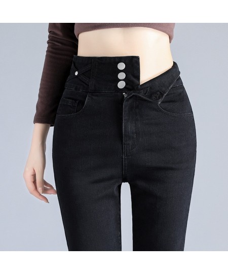 Winter Casual Fashion Denim Pencil Pants Thick Velvet Women High Waist Skinny Jeans Fleece Warm Slim retro Fit Stretch Ladies...